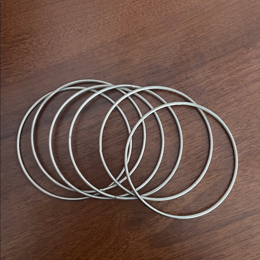 Silver Bangle Bracelets Set - Picture 3 of 3